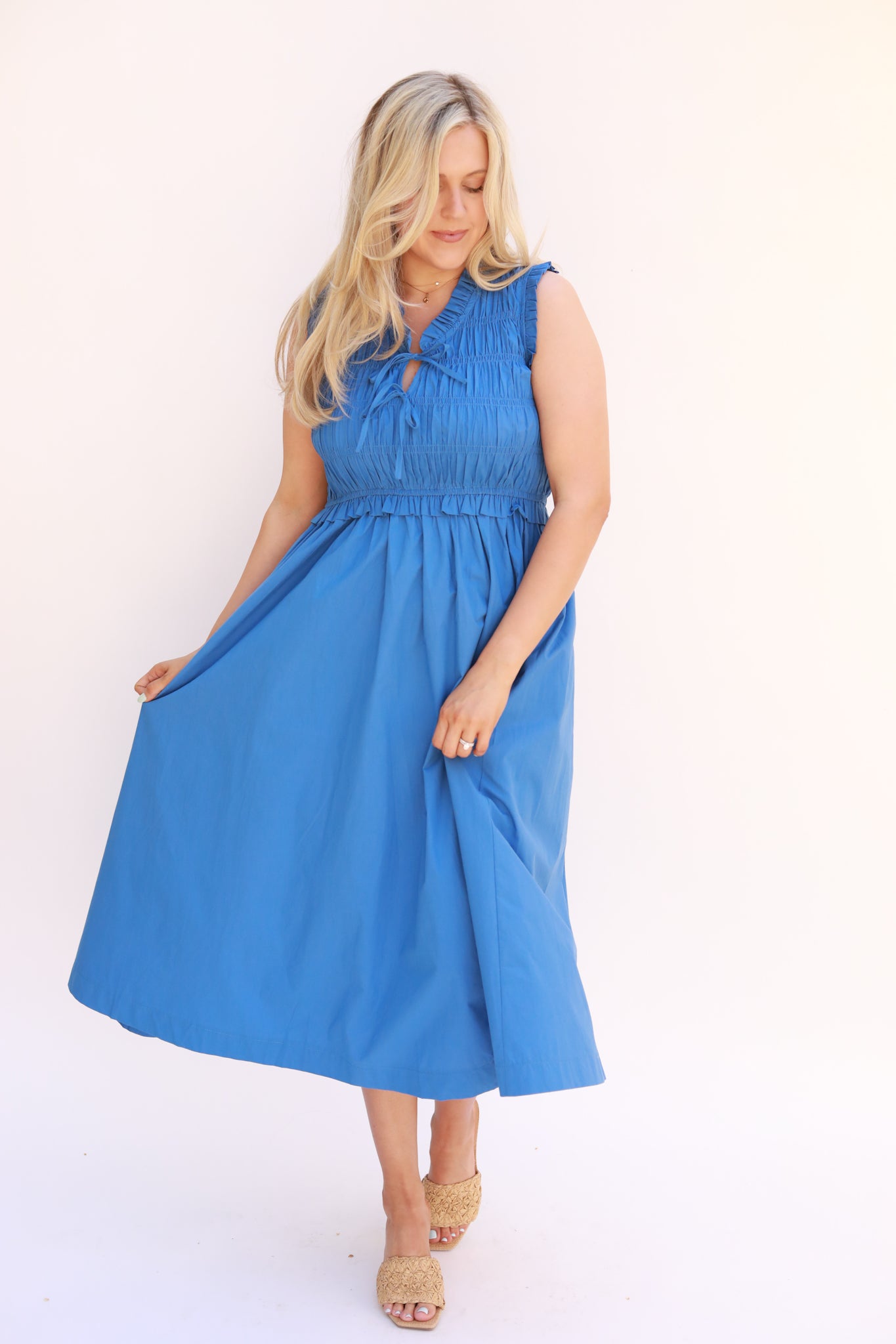 Sleeveless Smocked Dress