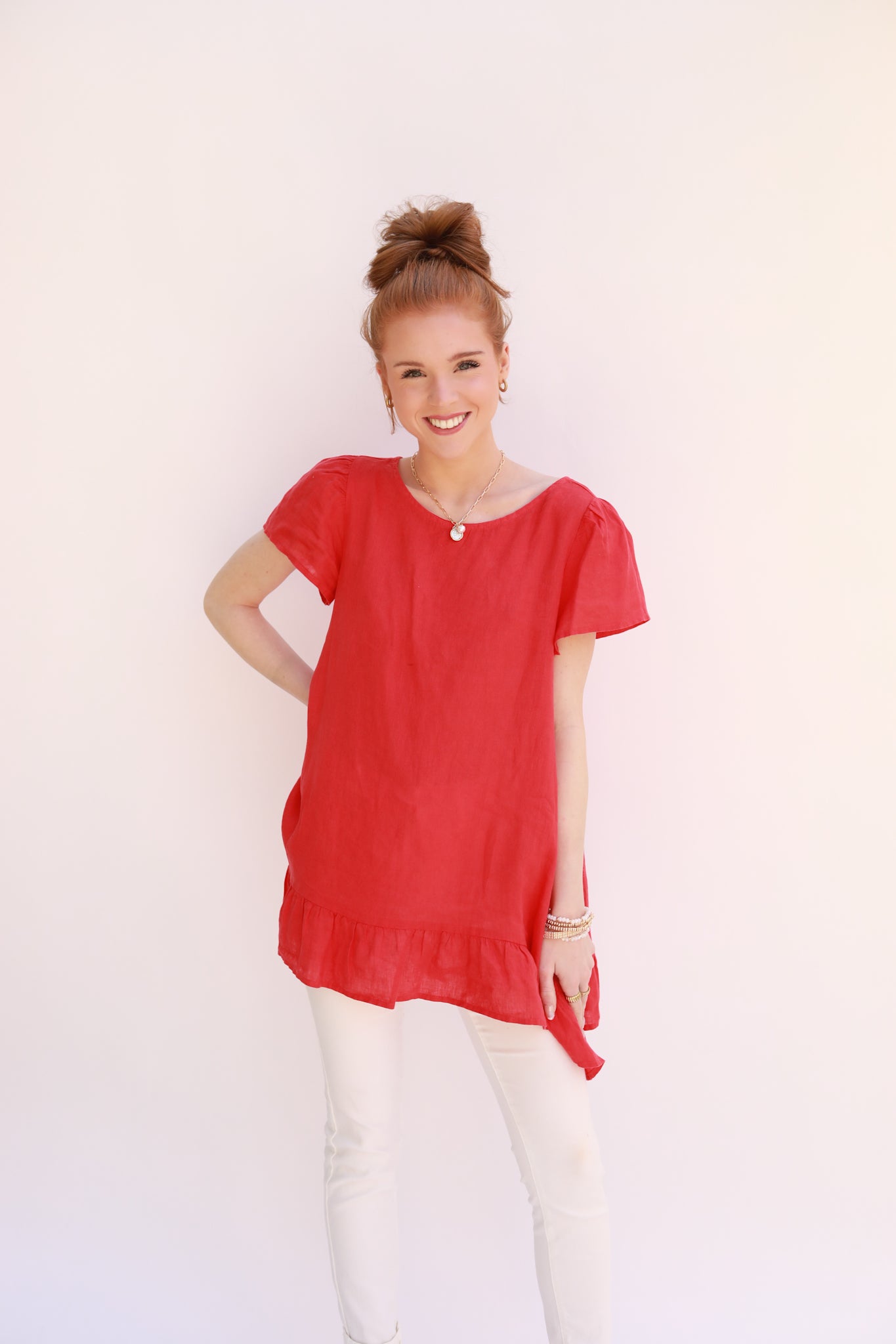 Flutter Sleeve Linen Top