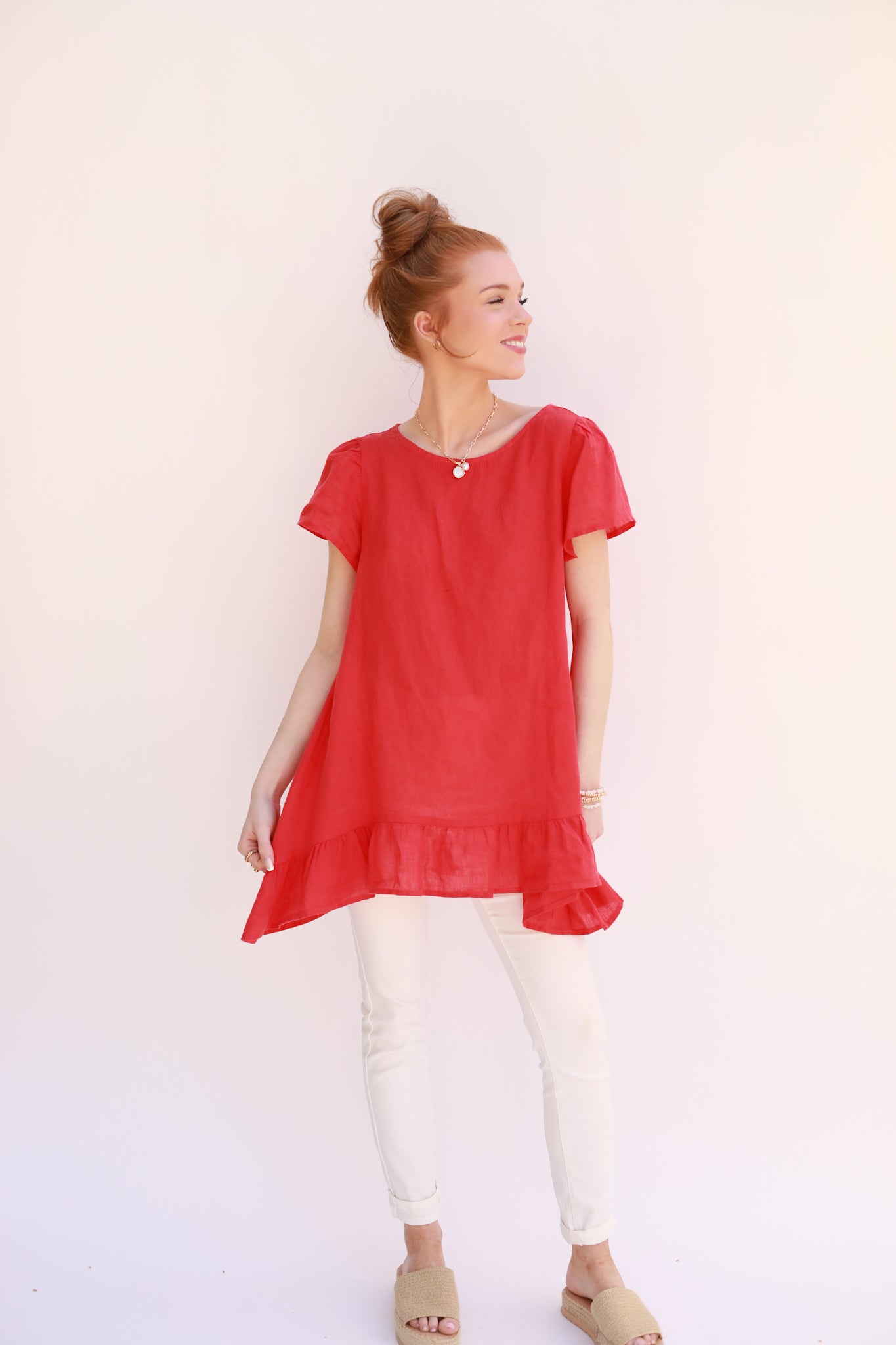 Flutter Sleeve Linen Top