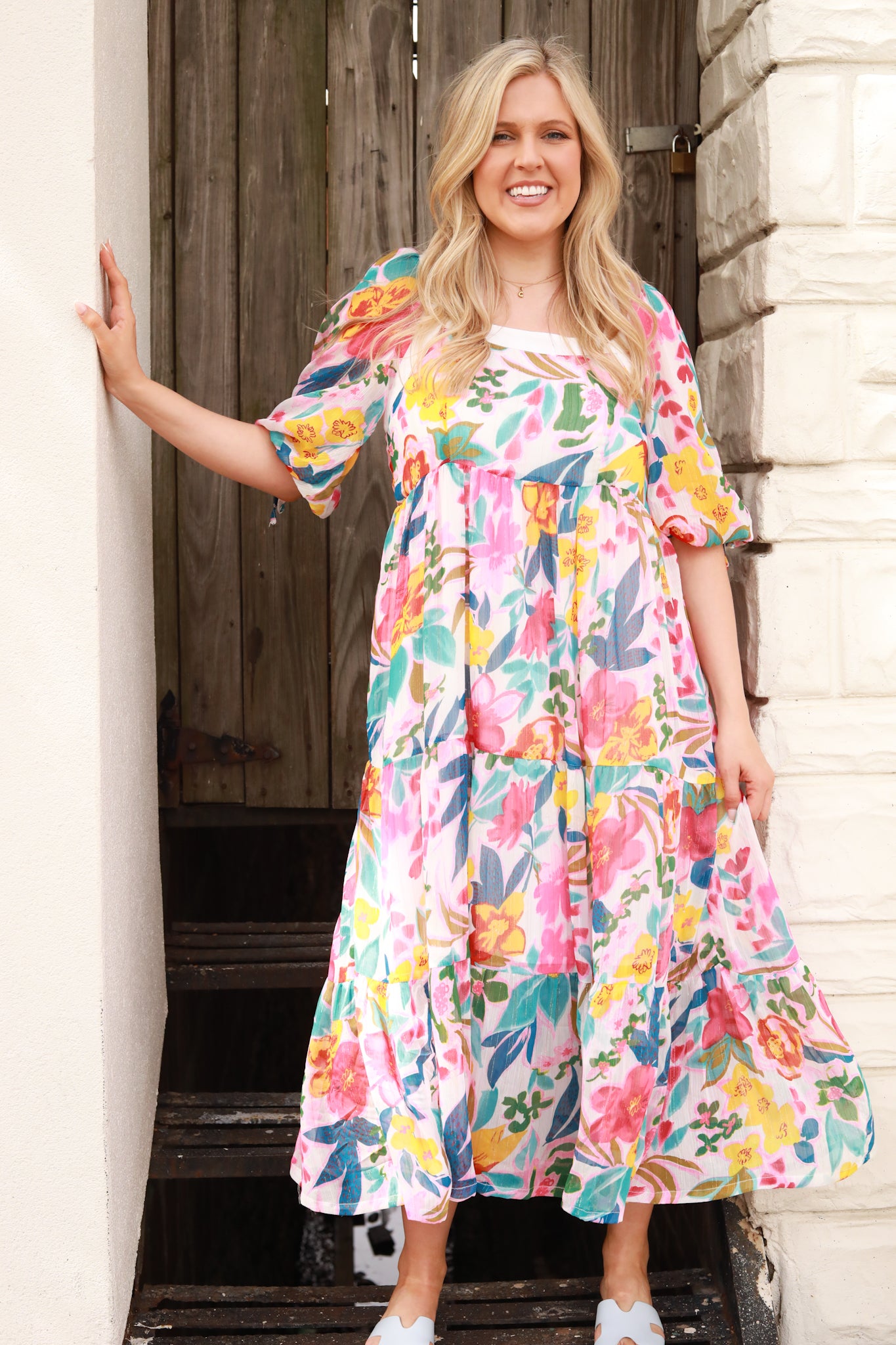 Fun Floral Puff Sleeve Dress