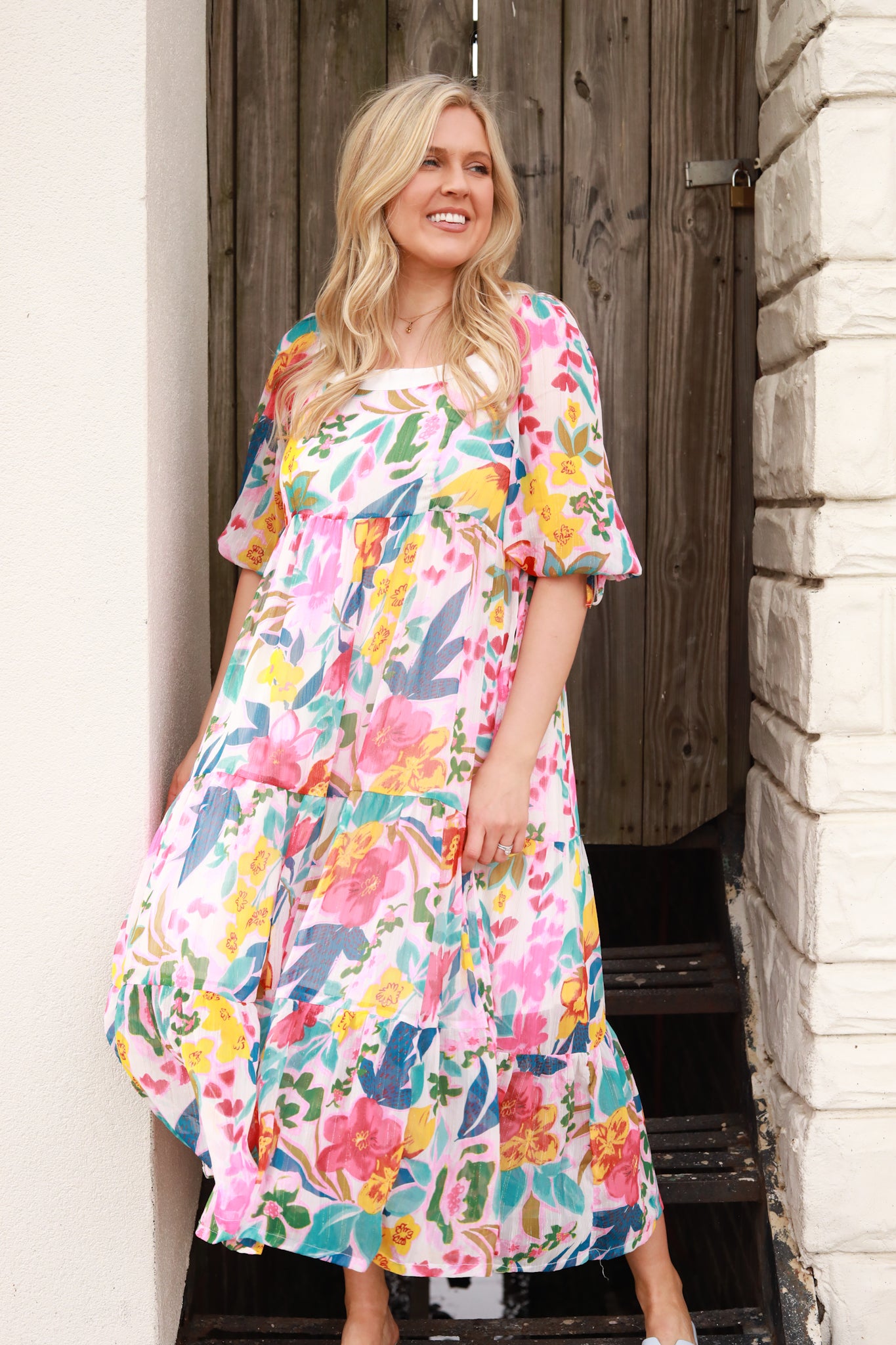 Fun Floral Puff Sleeve Dress