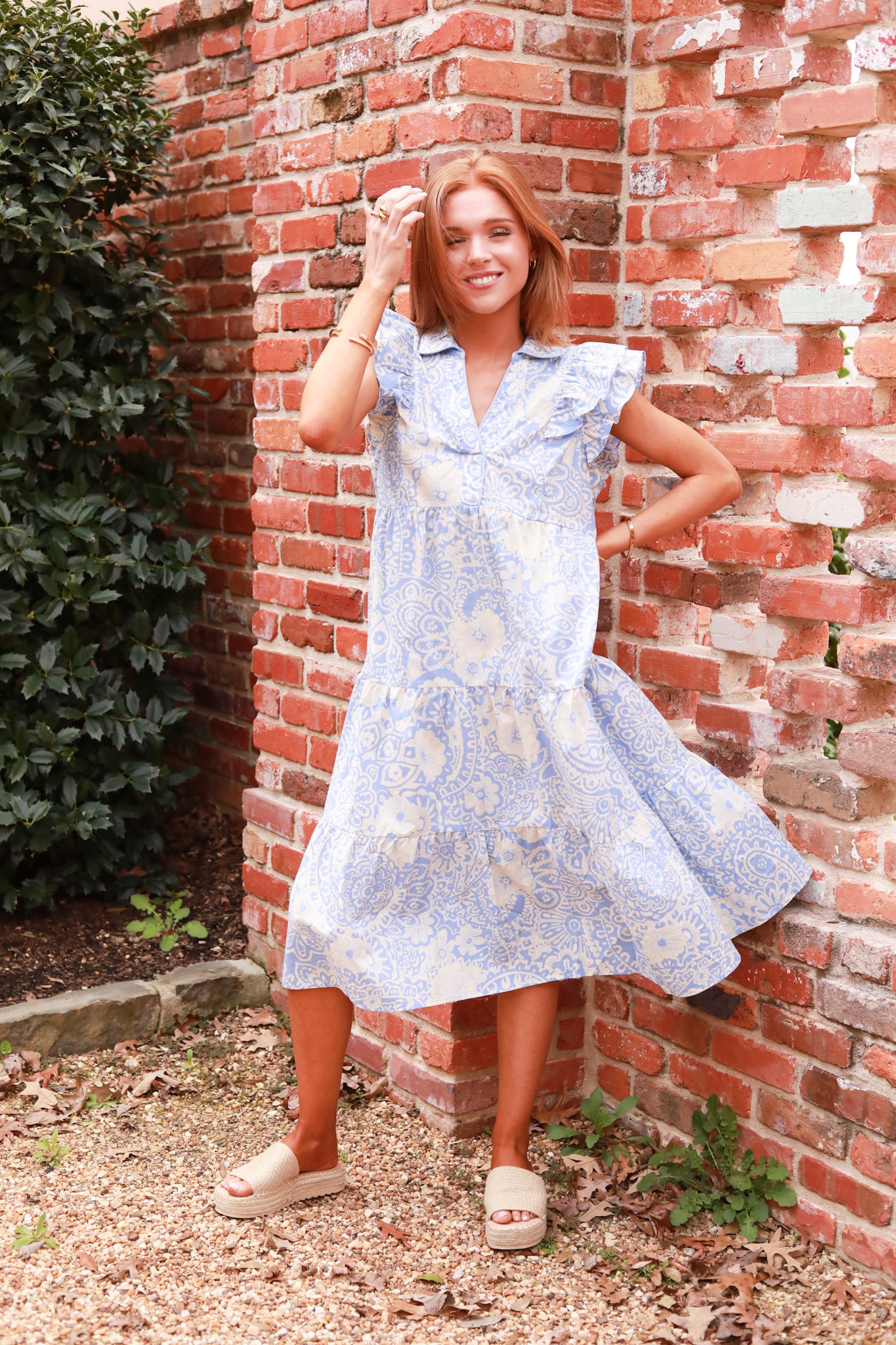 Two Tone Ruffle Midi Dress