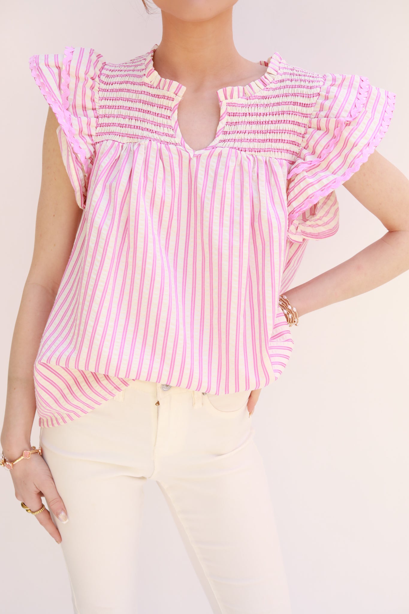 High Yoke Stripe Top
