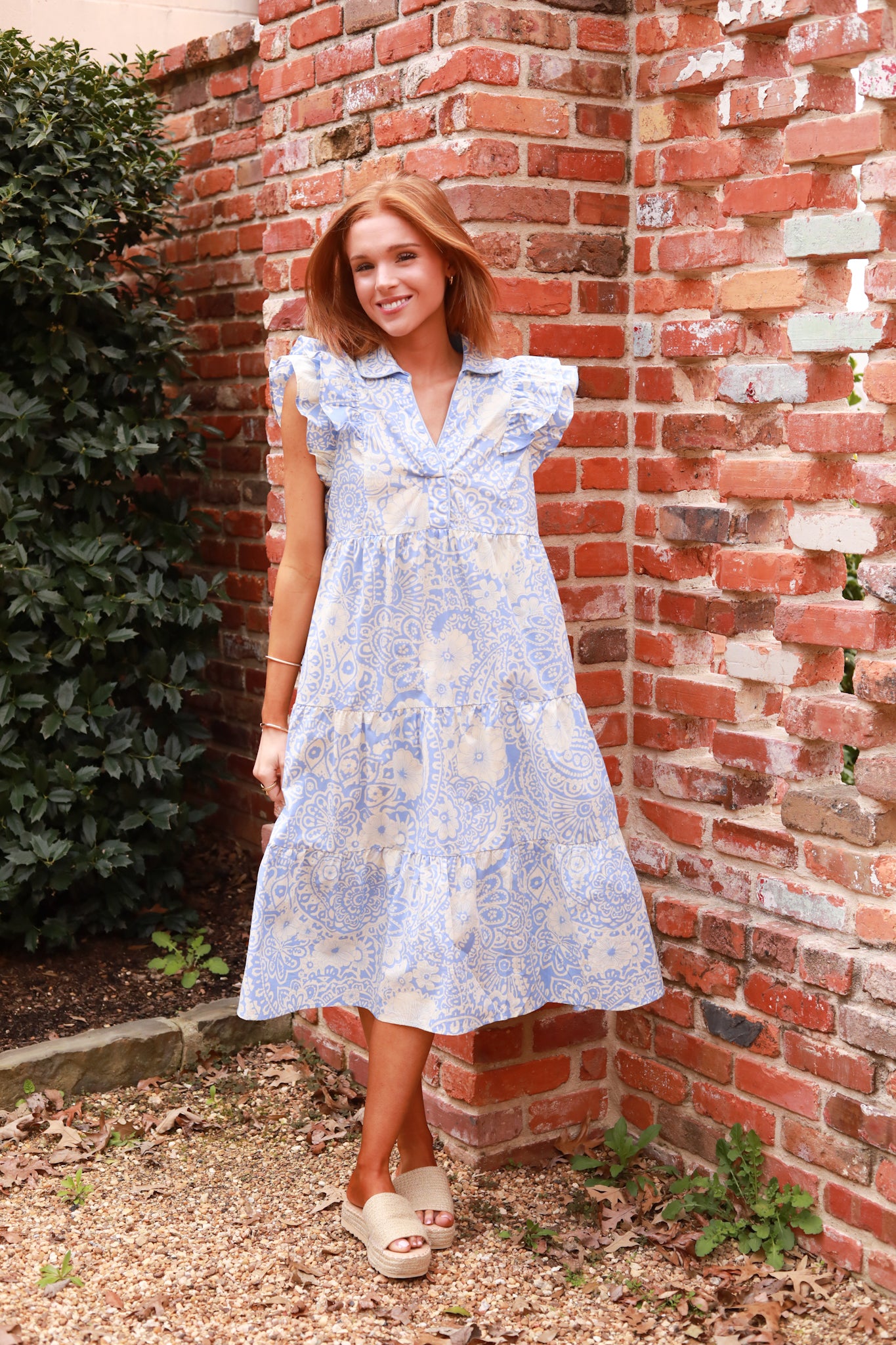 Two Tone Ruffle Midi Dress