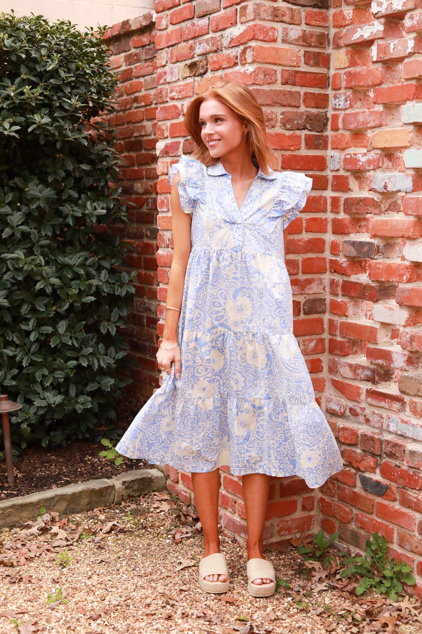 Two Tone Ruffle Midi Dress