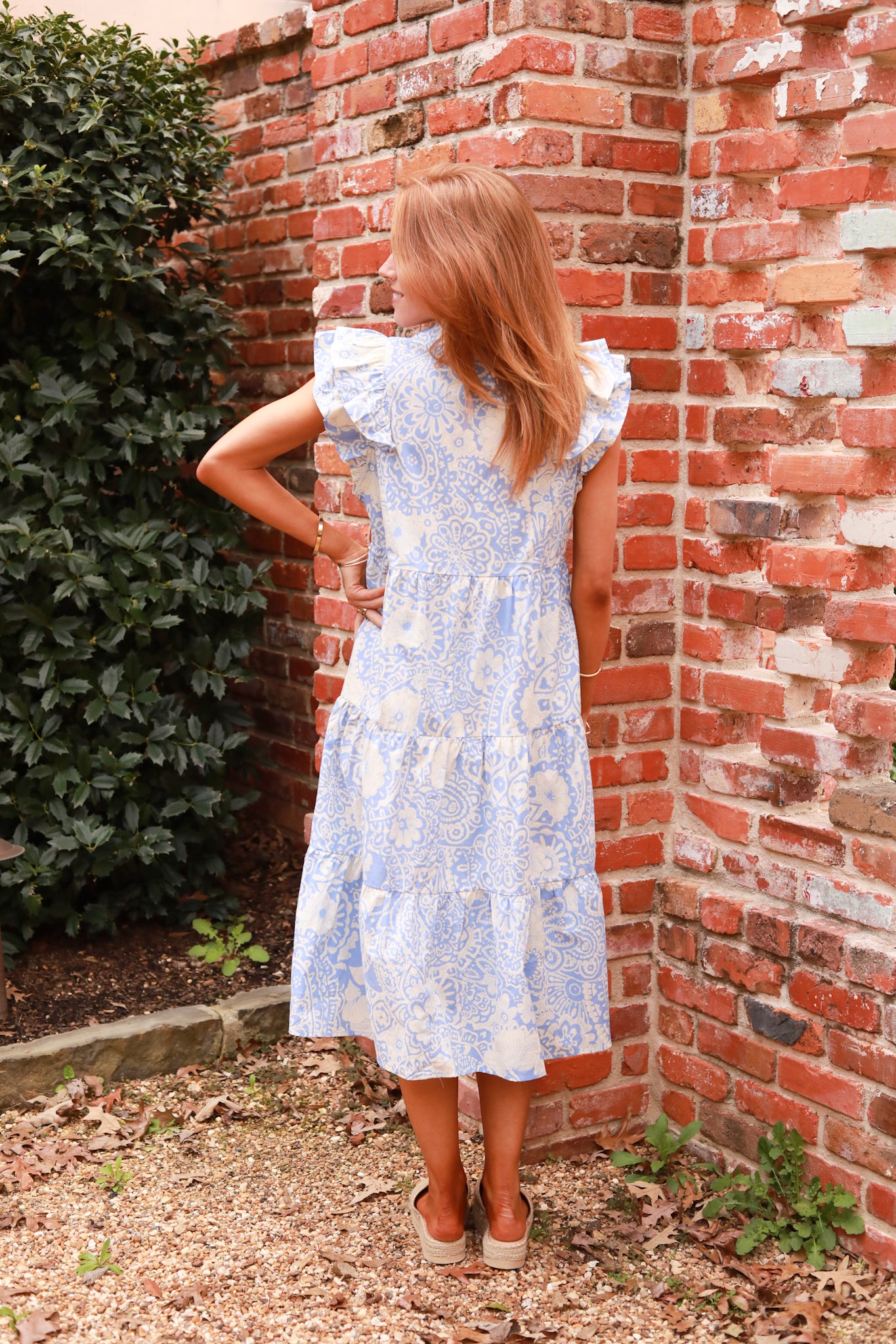 Two Tone Ruffle Midi Dress