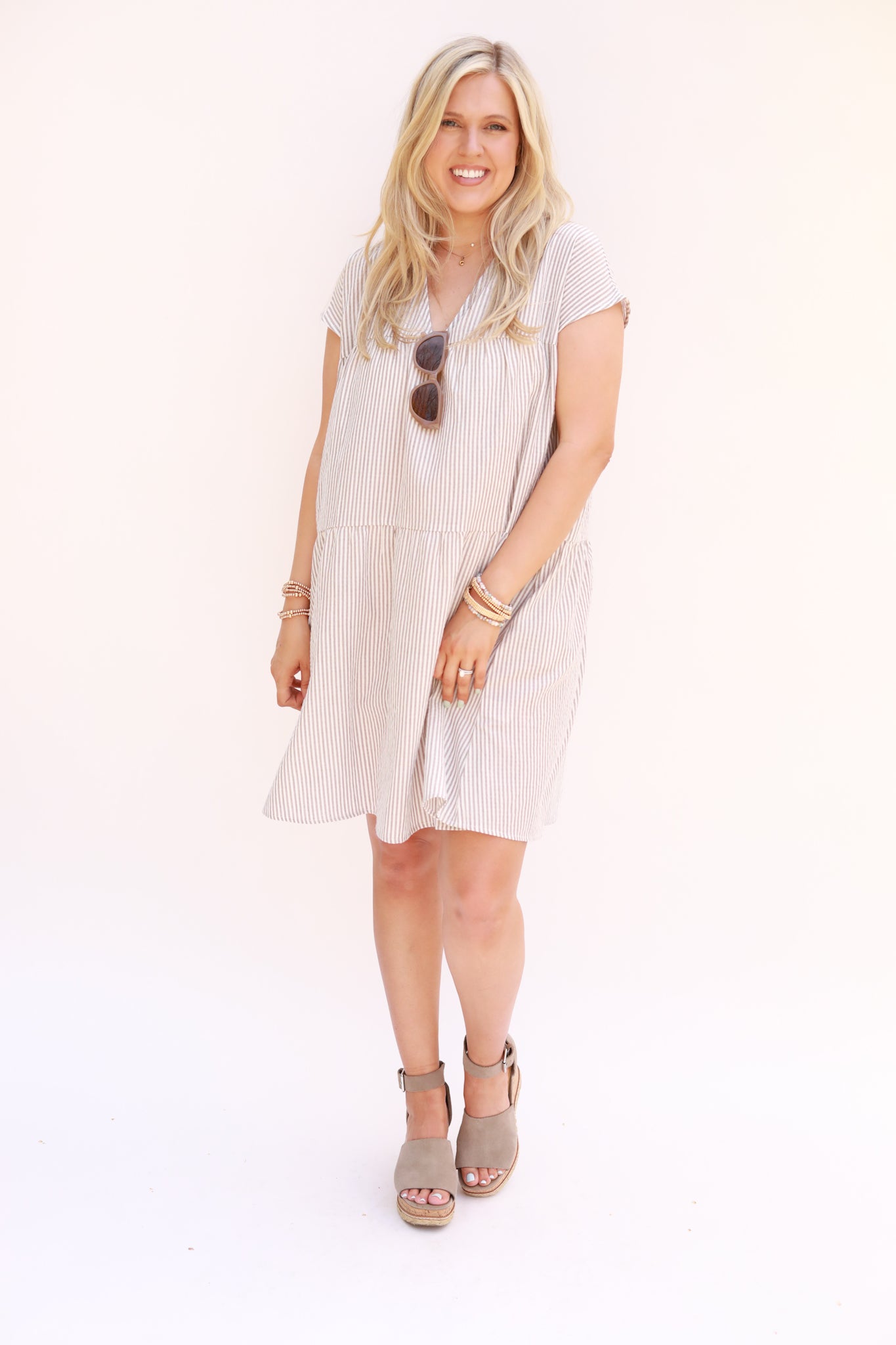 Tiered Floaty Stripe Dress