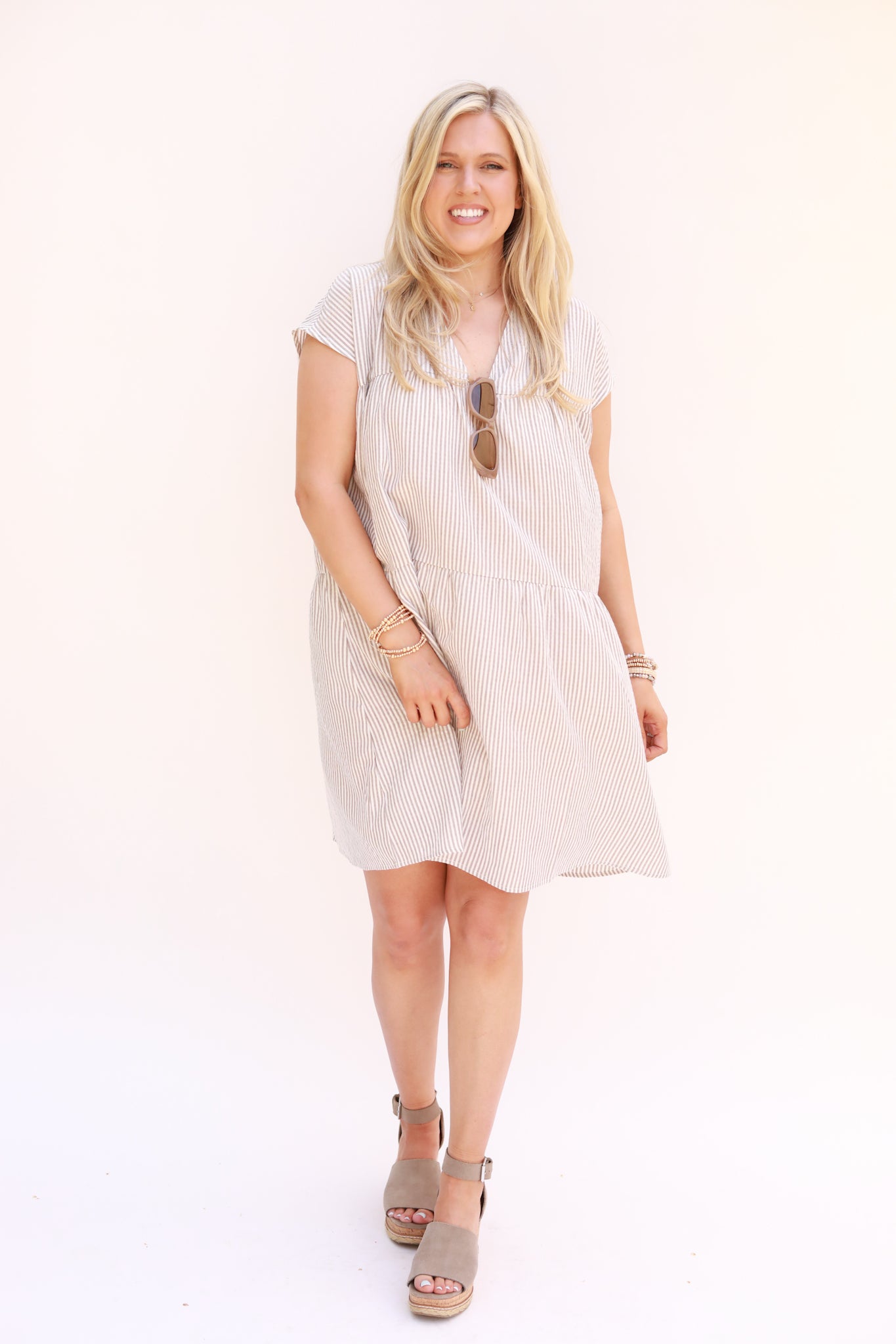 Tiered Floaty Stripe Dress