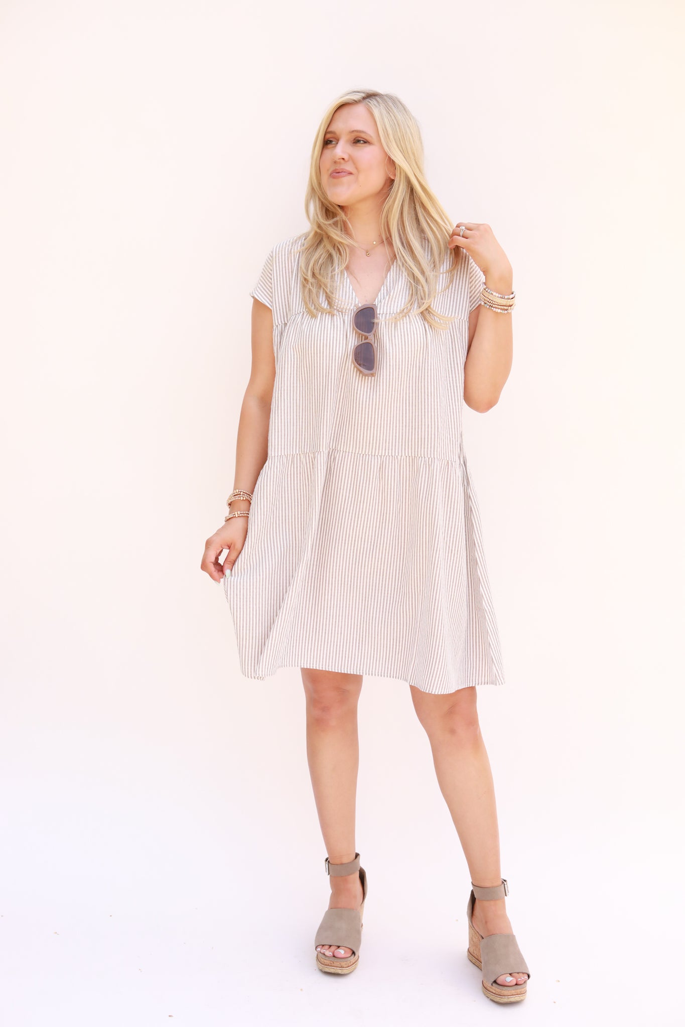 Tiered Floaty Stripe Dress